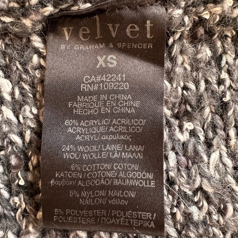 Velvet by Graham & Spencer Tweed Chunky Knit Fringe Open Front Cardigan